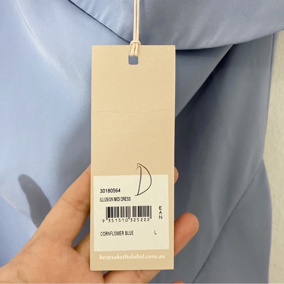 Keepsake the Label Illusion Midi Dress Cornflower Blue Size L NWT - Picture 10 of 12